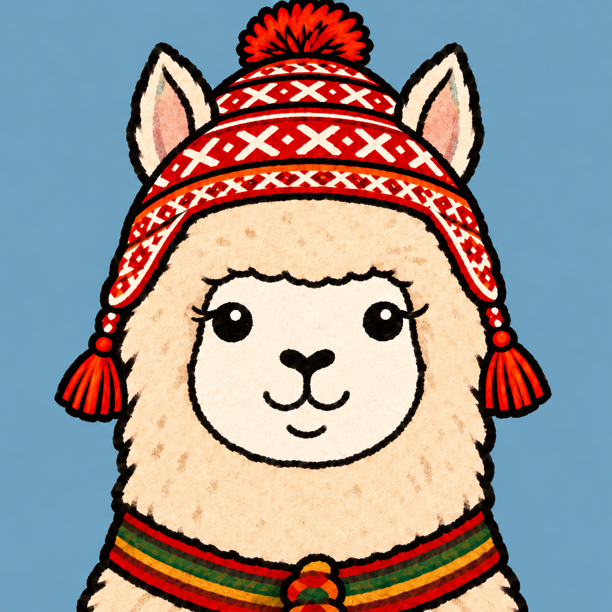 Llama mascota de LaunchMafia con chullo